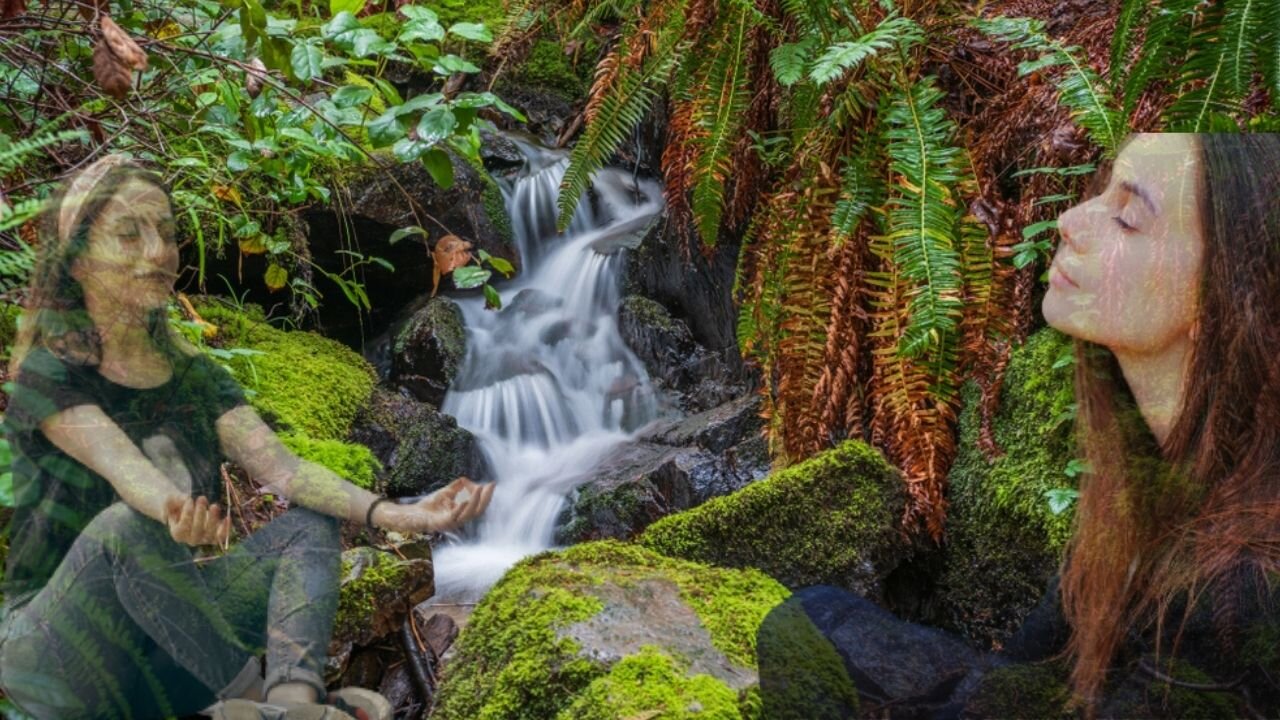 Relaxing Music with Nature Waterfall HD Footage I The Golden Present
