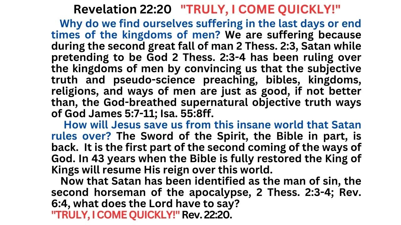 Rev 22 Our world is falling apart because we did not have the Bible - the Wisdom from God!
