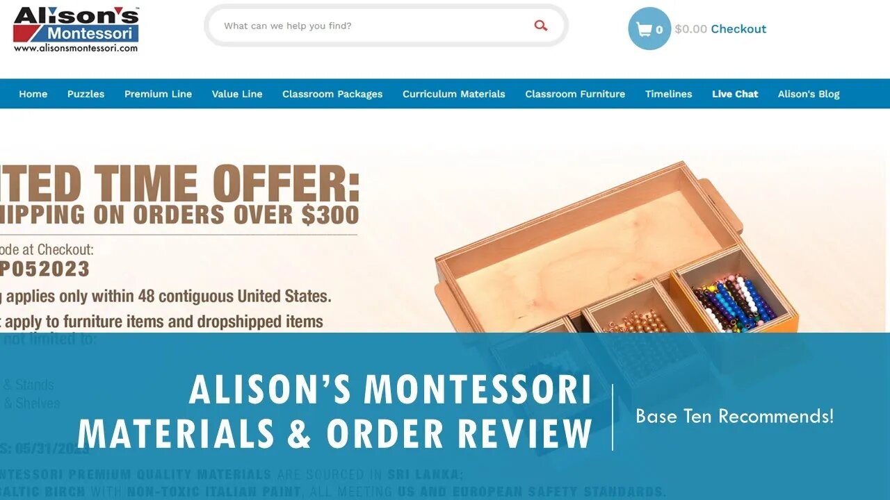 Base Ten Recommends: Alison's Montessori! (Materials + Order/Shipment Review)
