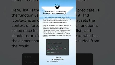`_.reject` function on array using JavaScript Library underscore.js ( #shorts )