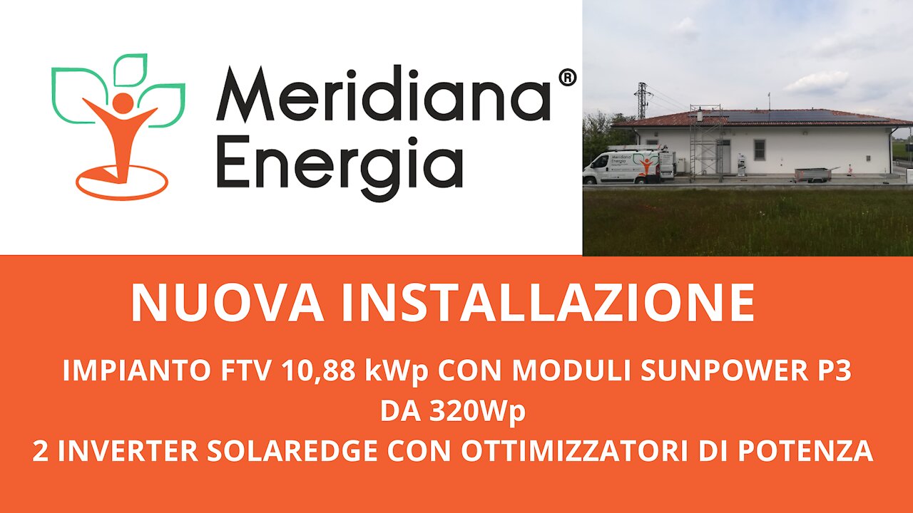 Nuova installazione impianto fotovoltaico da 10,88 kWp con moduli SunPower P3 e inverter SolarEdge