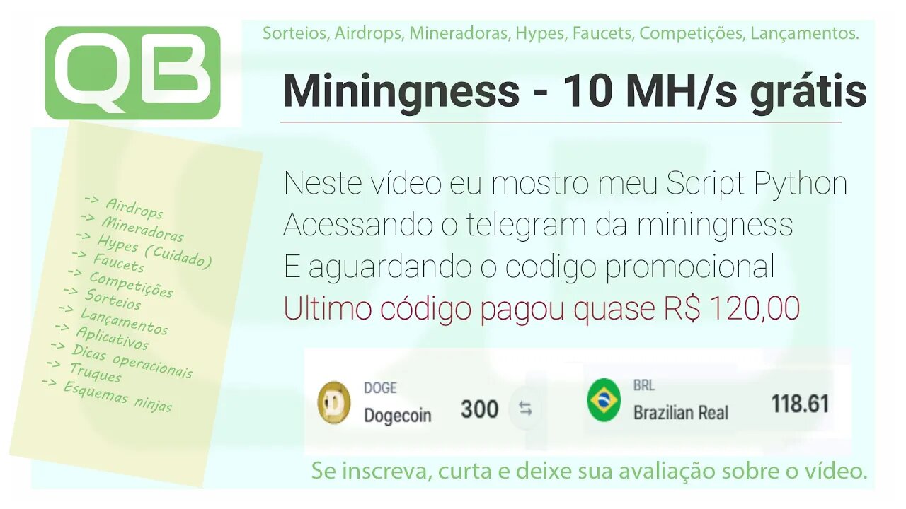 Miningness - Ganhe 10MHs + Python para burlar o captcha e consultar o bot do telegram