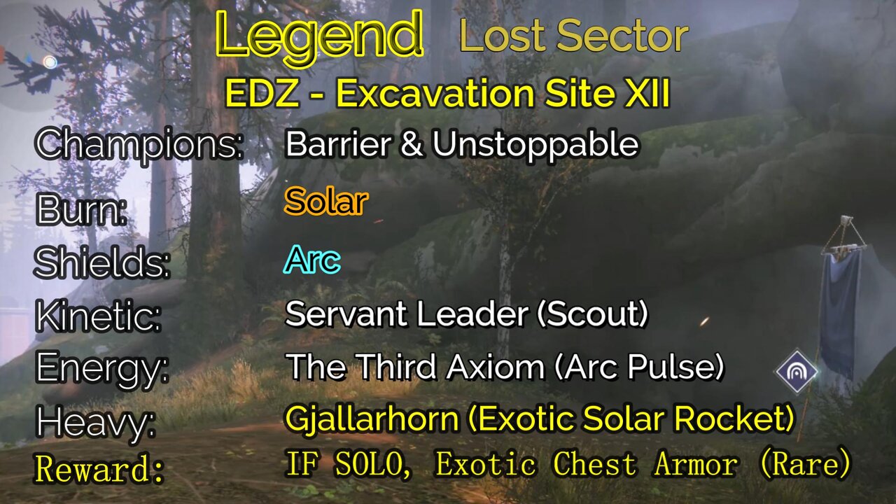 Destiny 2 Legend Lost Sector: EDZ - Excavation Site XII 7-15-22