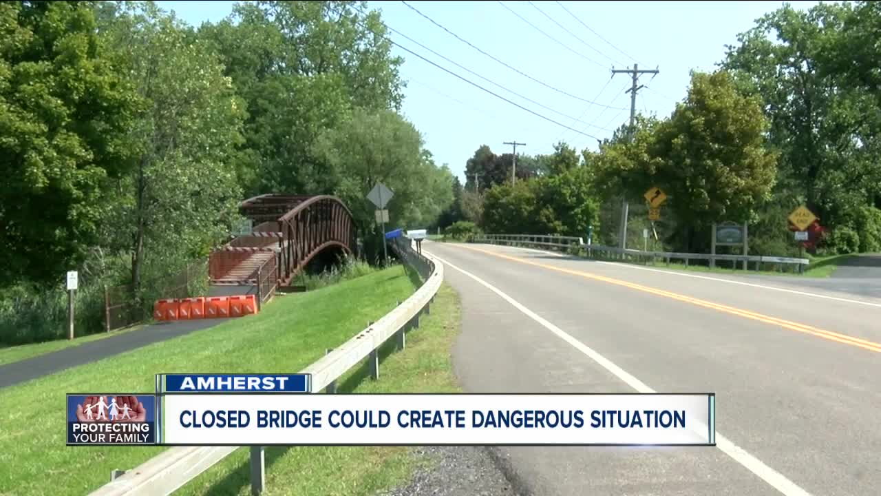 Closed Amherst pedestrian bridge could create dangerous situation