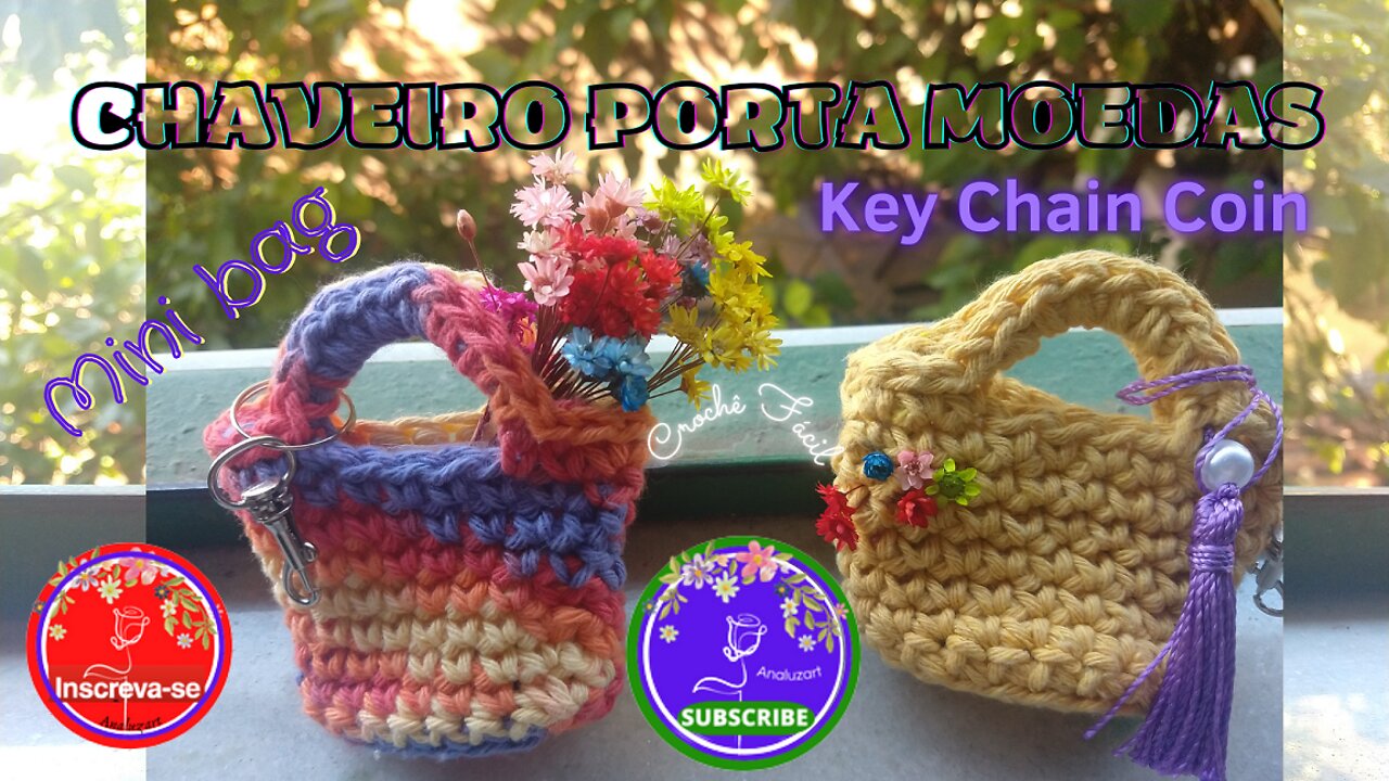 MINI BAG Chaveiro Porta Moedas Bolsinha de Crochet