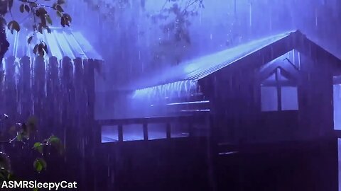 💤Heavy Rainfall for Dreamy Night︱Deep SLEEP, Relieve Stress, Meditate⚡🌧