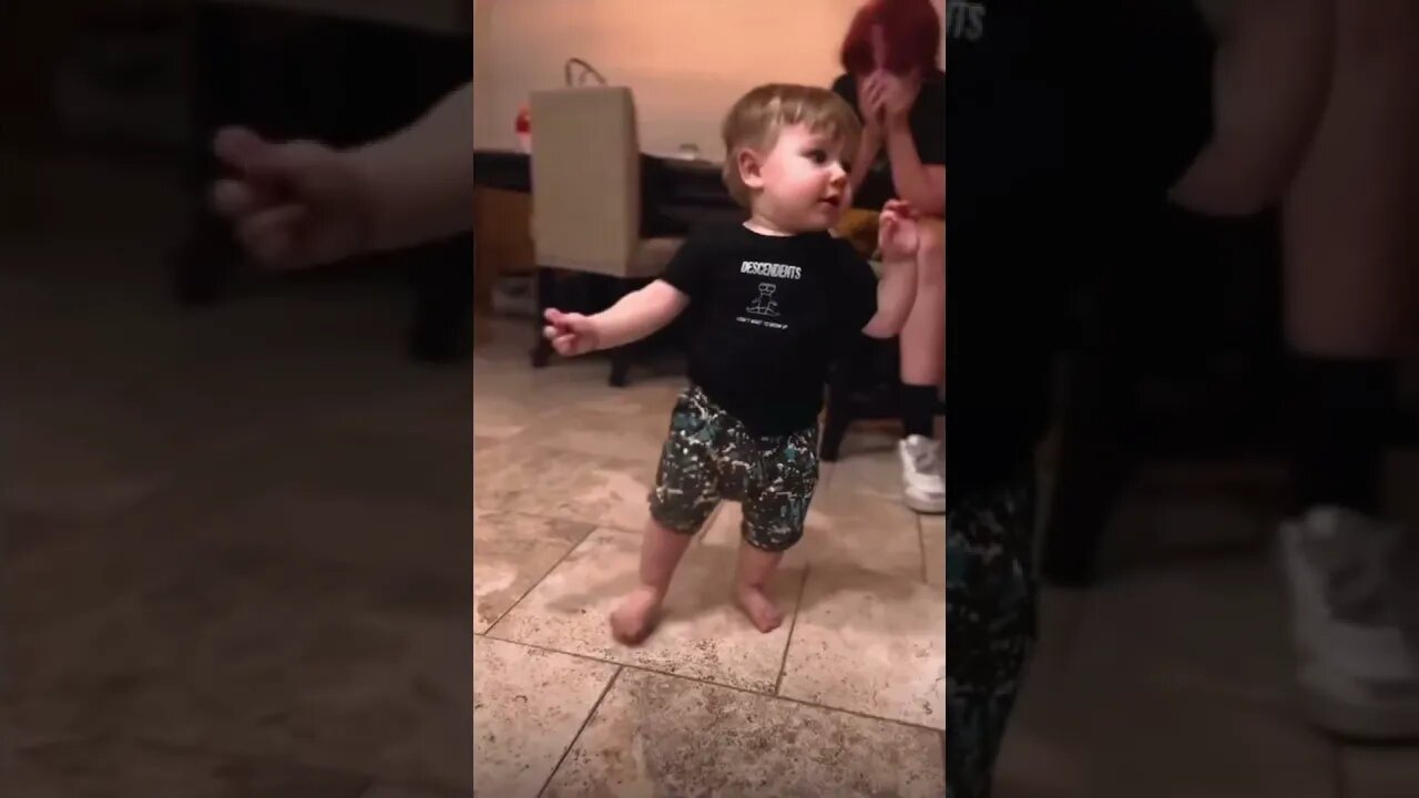 A toddlers first steps turned into first place dance moves!!1 #contagiouslaugh #firststeps #shorts