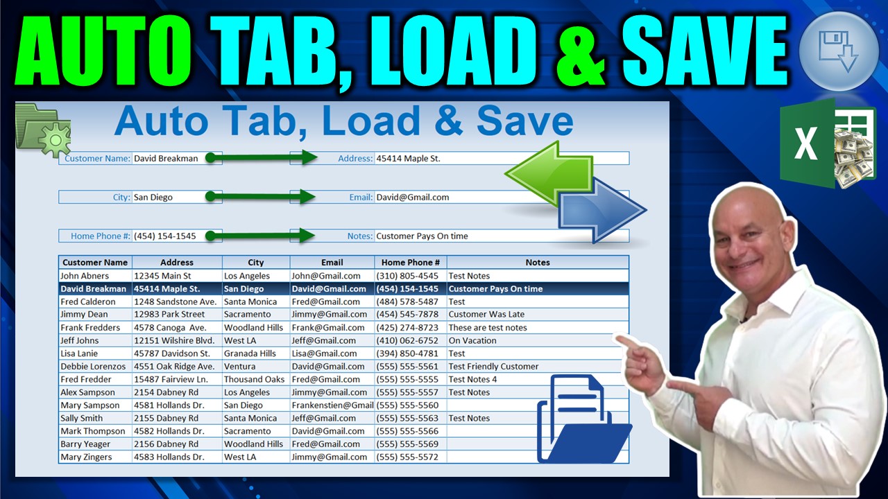 How To Automatically Set The Tab Order, Save & Load Data in Microsoft Excel