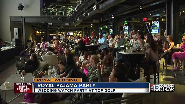 Royal wedding pajama viewing party at Topgolf