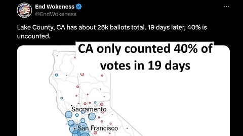 CA county only counts 60% votes in 19 plus days, corrupt or inept