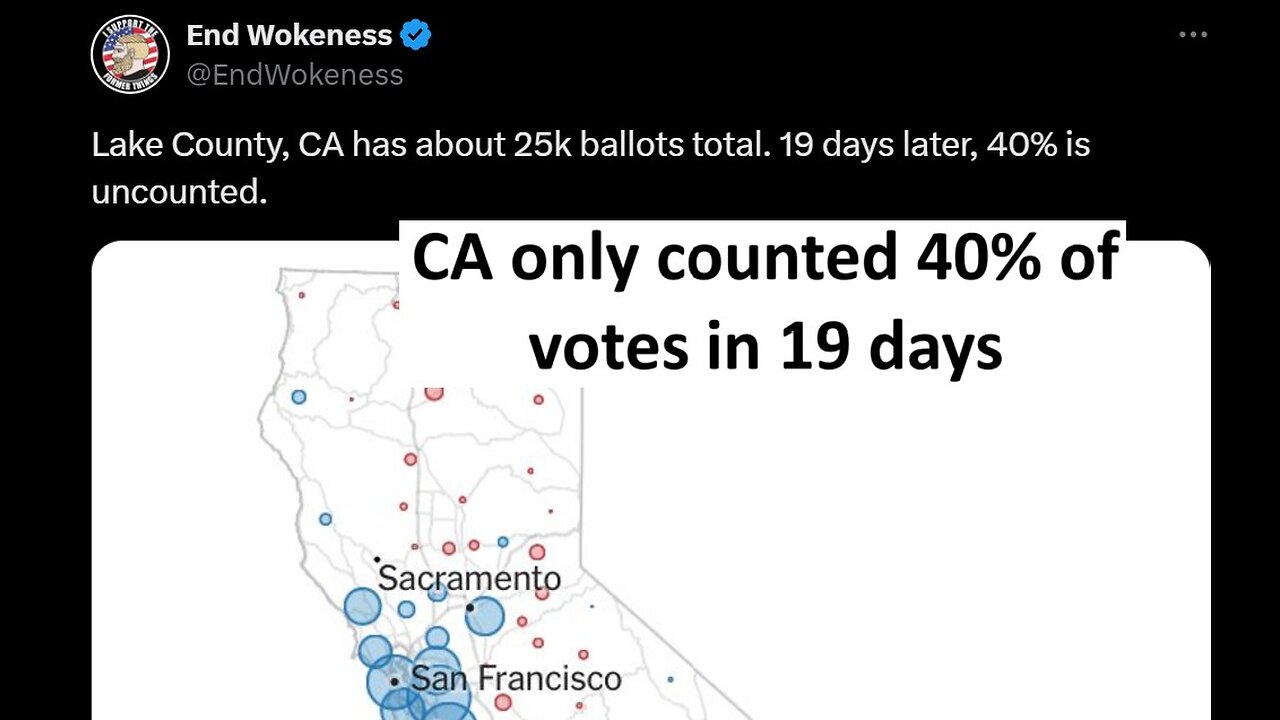 CA county only counts 60% votes in 19 plus days, corrupt or inept