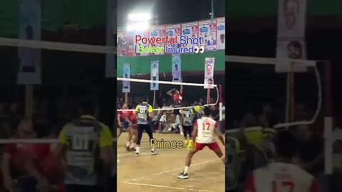 Powerful shot💥 by prince,setter injured 👀 match link in description 👇