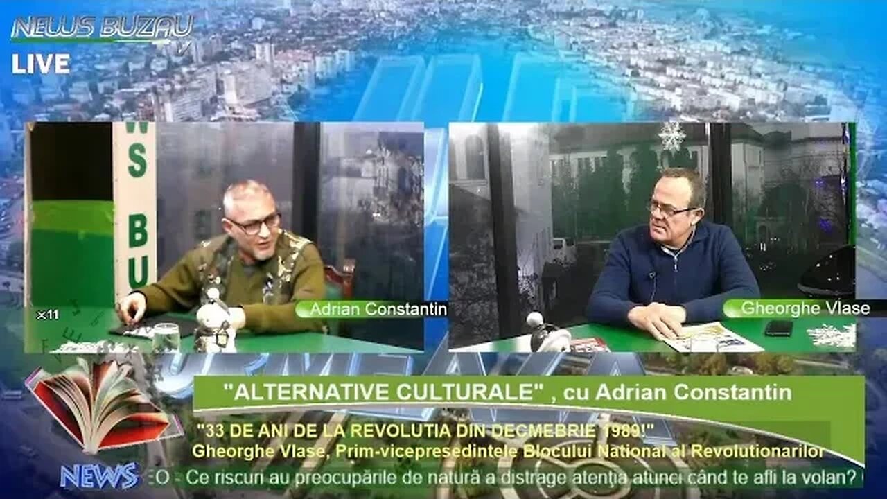 LIVE - TV NEWS BUZAU - "ALTERNATIVE CULTURALE", cu Adrian Constantin. "33 DE ANI DE LA REVOLUTIA…