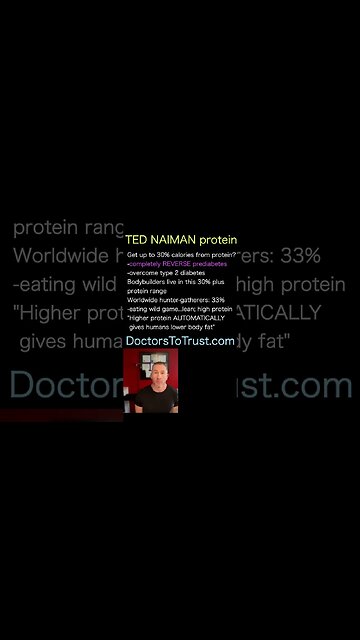 DR TED NAIMAN completely REVERSE prediabetes when consuming 30% of calories as ANIMAL PROTEIN!!