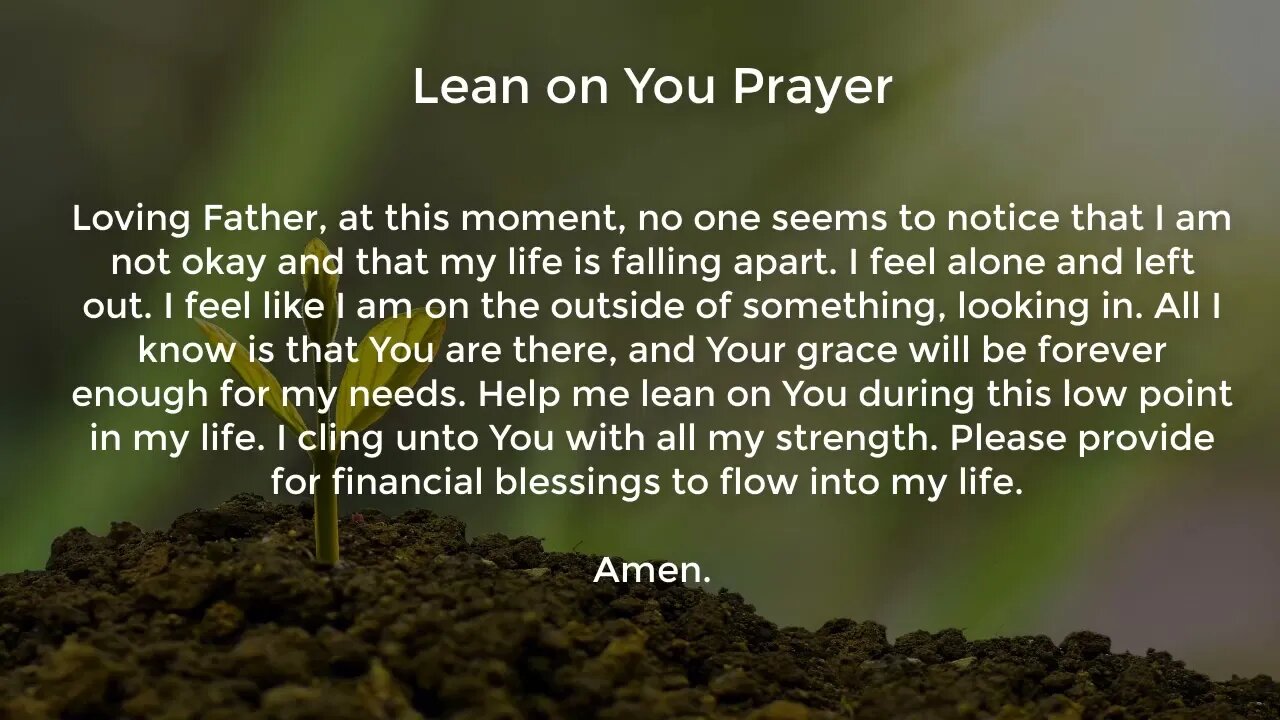 Lean on You Prayer (Prayer for Financial Stability)