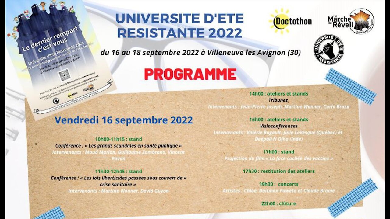 Université d'été résistante 16 septembre matinée de conférences