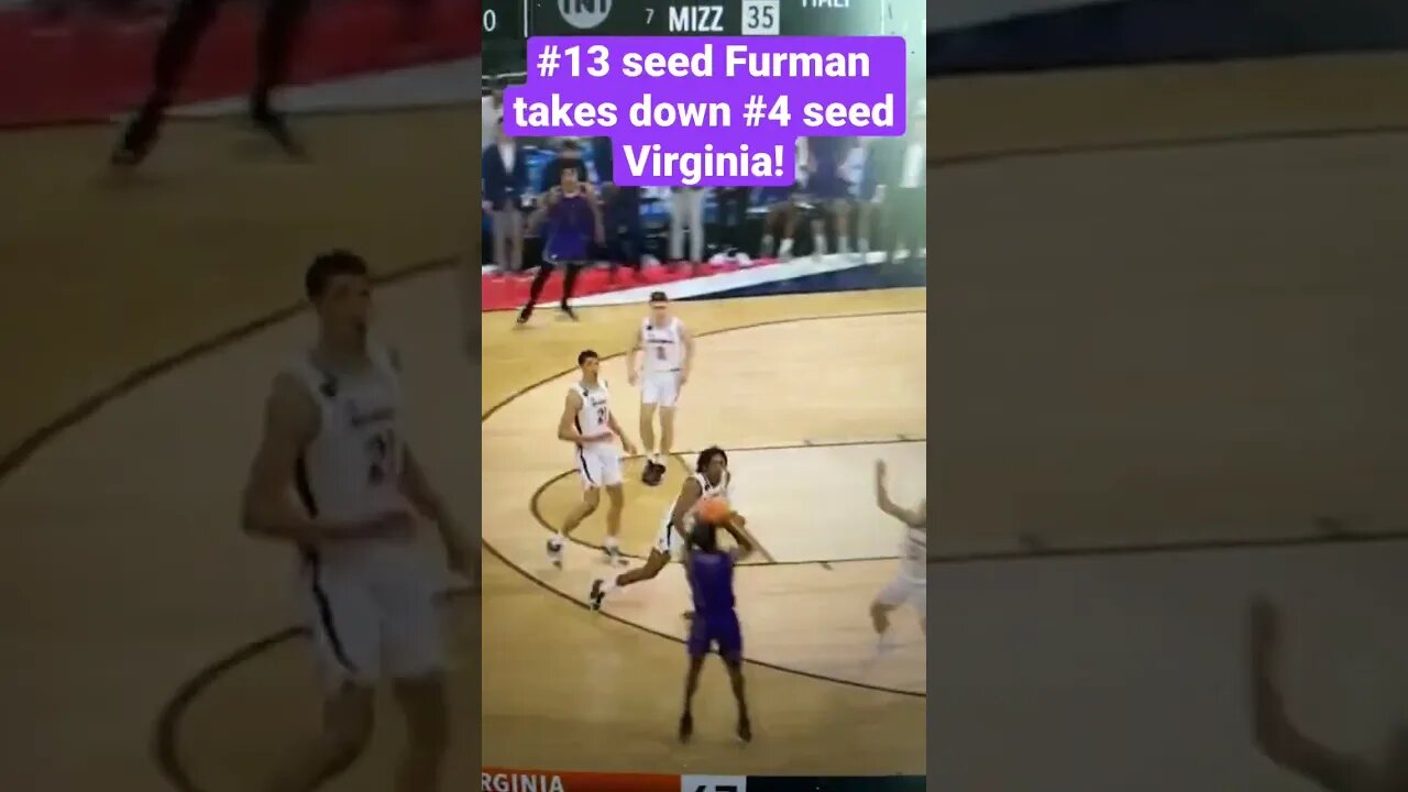 #ncaatournament #furman takes down #virginiabasketball with a go ahead 3 with 2 seconds on a steal !