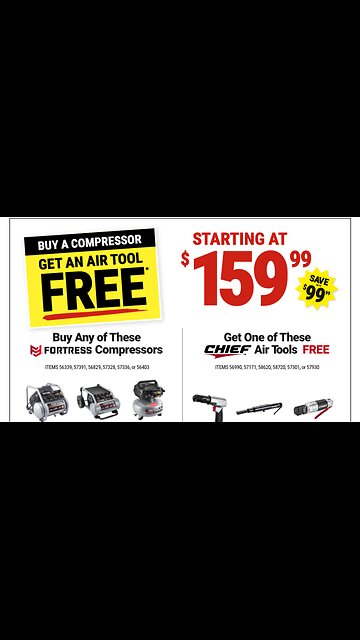 Get A Free Chief Air Tool When You Buy A Fortress Air Compressor