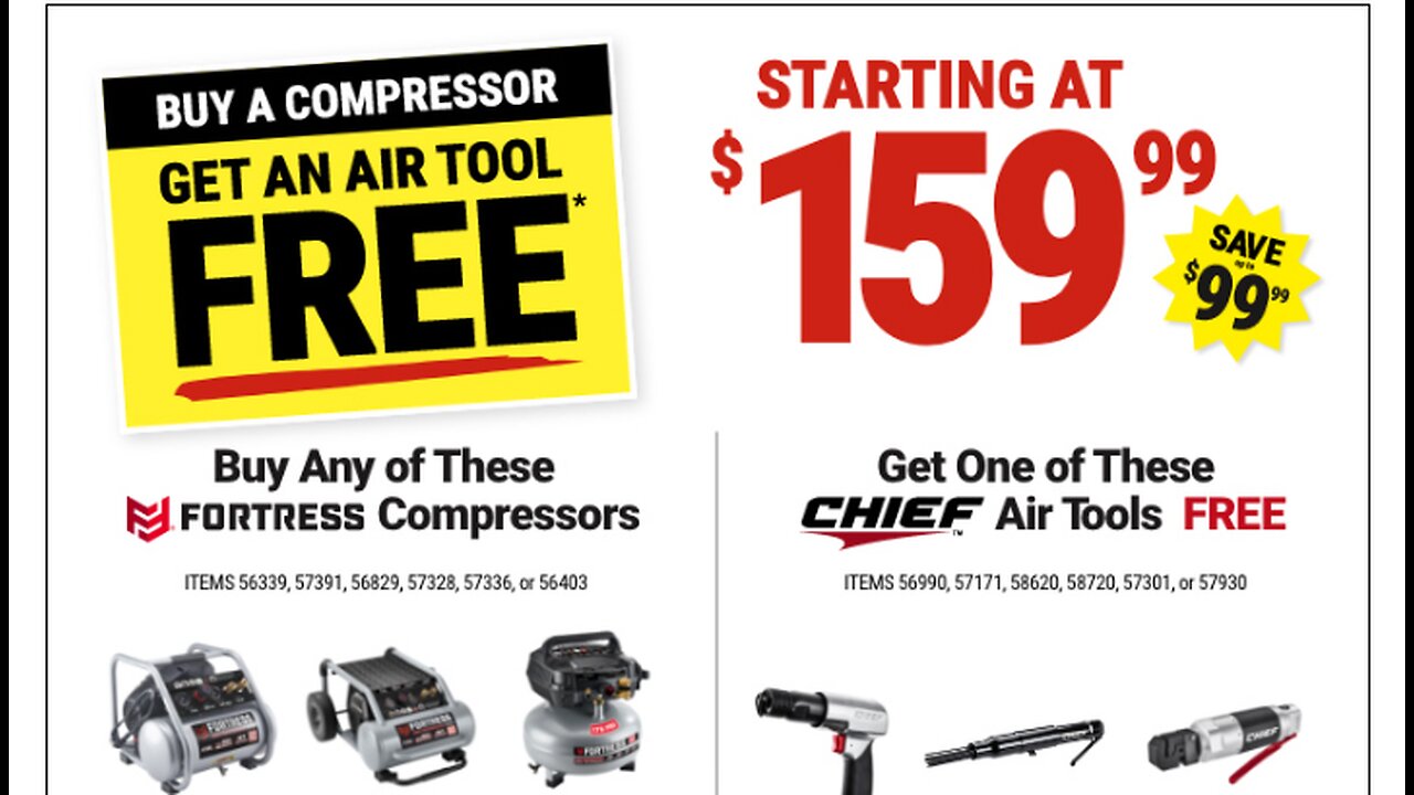 Get A Free Chief Air Tool When You Buy A Fortress Air Compressor