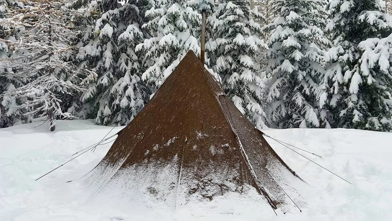 Hot Tent Winter Camping In Deep Snow