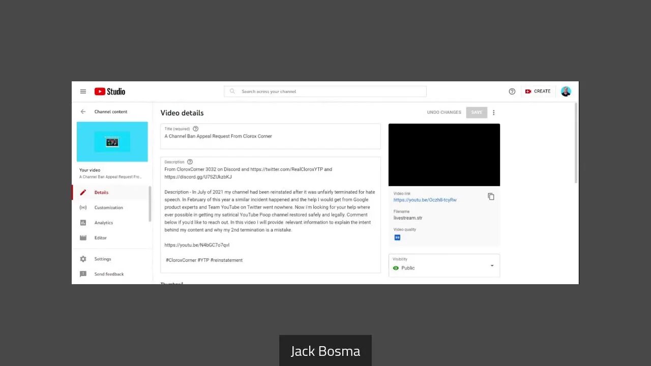 A Channel Ban Appeal Request From Clorox Corner - https://youtu.be/N4bGC7o7qvI Support Requested