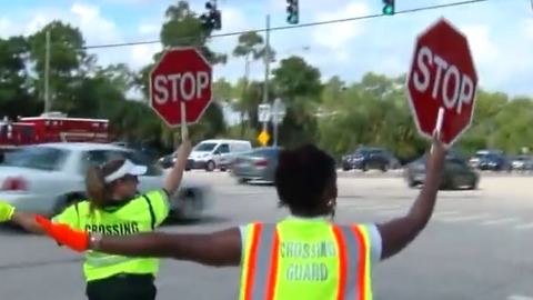 Crossing guards practice in Greenacres school zone