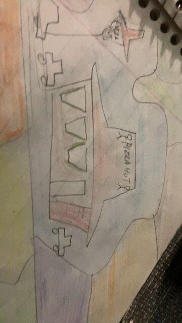 Random drawing of a pizza hut