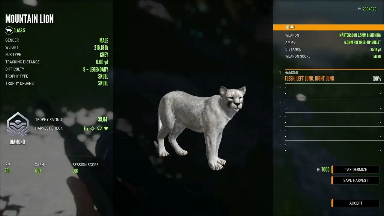 The Hunter COTW Mountain Lion Legendary 9 Rare Grey Diamond