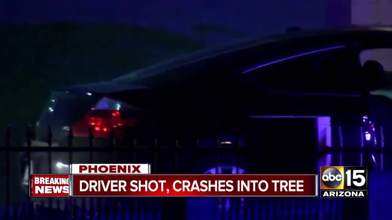 Man shot while driving, crashes in west Phoenix