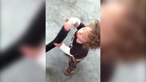 Tot Boy Freaks Out When His Hand Gets Stuck In The Vacuum Hose