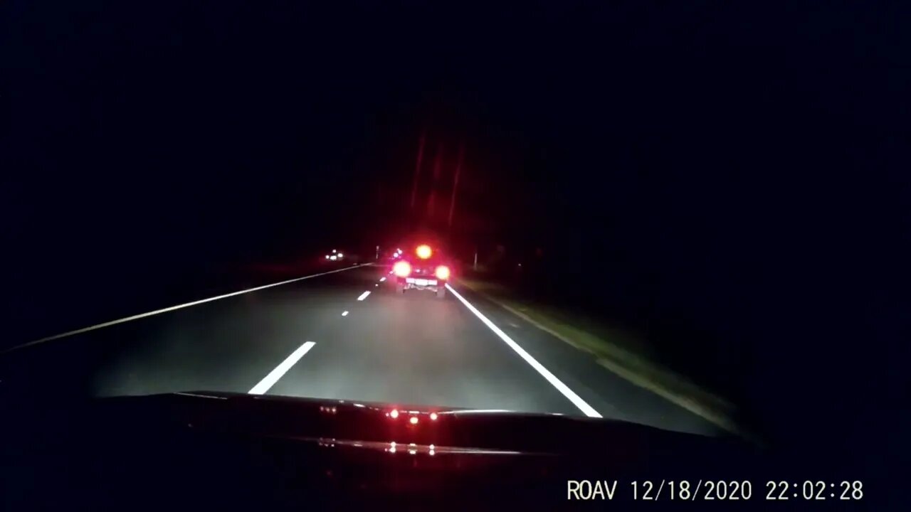 Driver Looses Control at Night