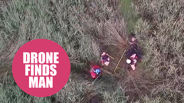 Dramatic moment police drone finds missing pensioner after 24 hour search