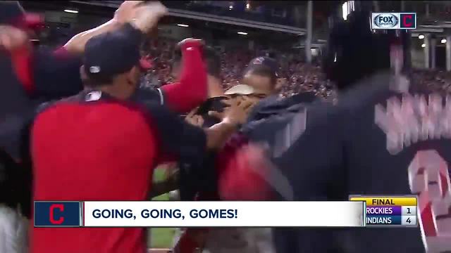Gomes hits a three-run homer in the 9th inning