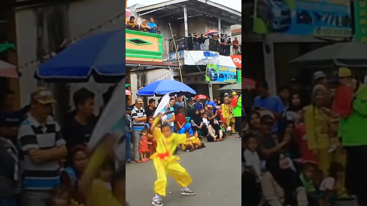 Penampilan Kung-Fu Cilik Acara Karnaval Budaya HUT RI ke 77 kota Pagar Alam.