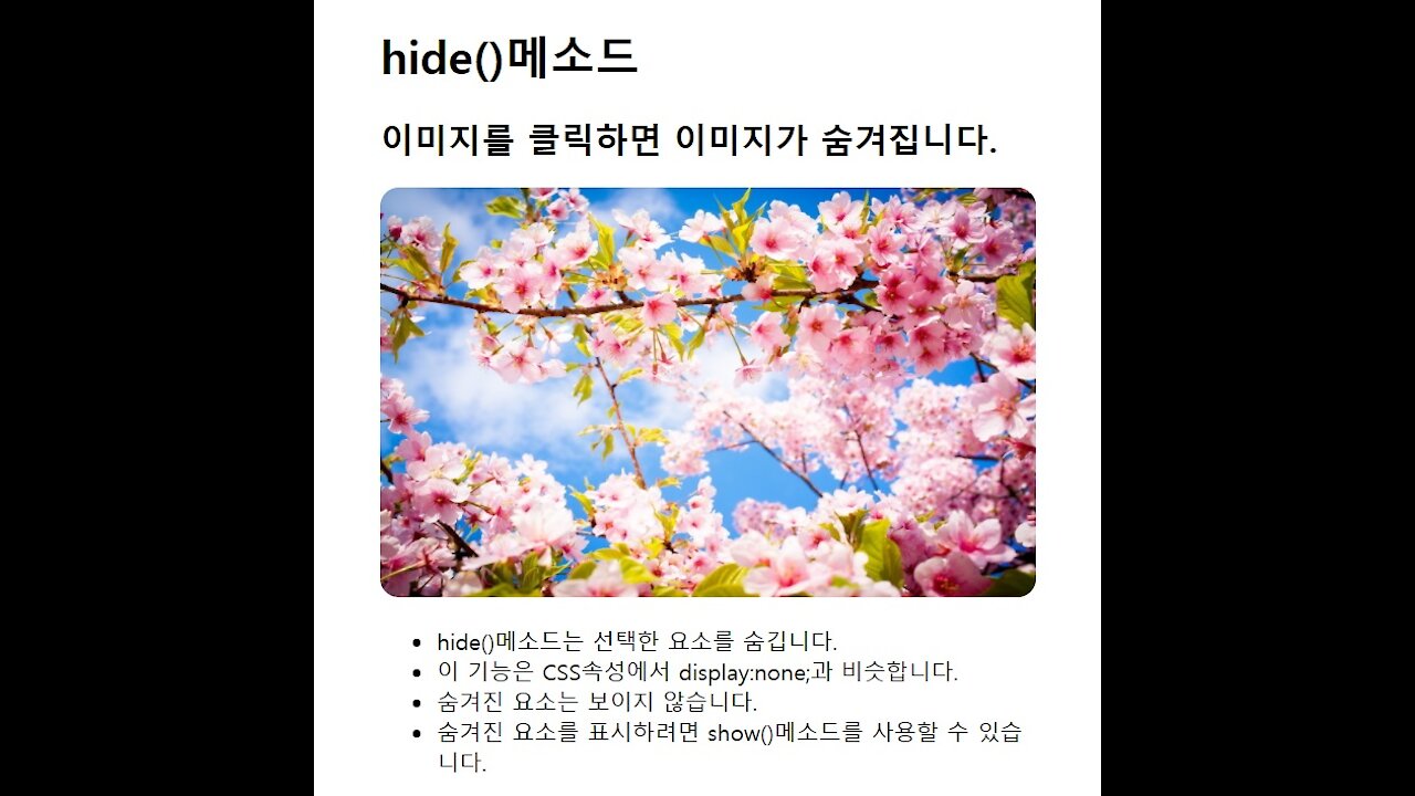 hide() method in jQuery -1