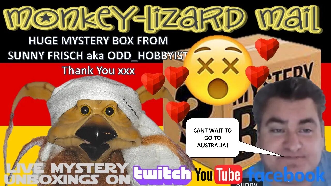 LIVE HUGE UNBOXING OF GERMAN TREATS - Gift from Sunny Frisch / Odd_Hobbyist! MoNKeY-LIZaRD Mail