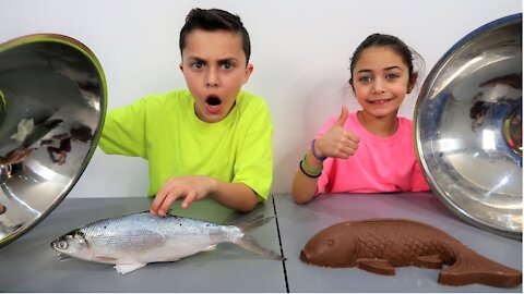 Chocolate Food vs Real Challenge ! Family Fun Video 2021