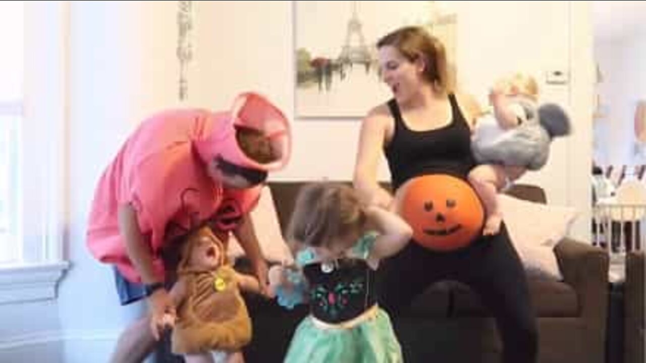 Pregnant mom busts some Halloween moves!