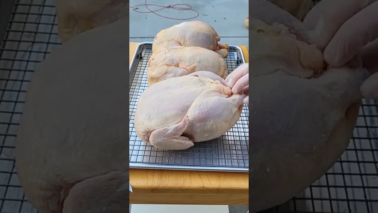 Getting Chicken Skin Ready...Dry Brining for Crisp Skin #bbq #offset #smoker #chicken