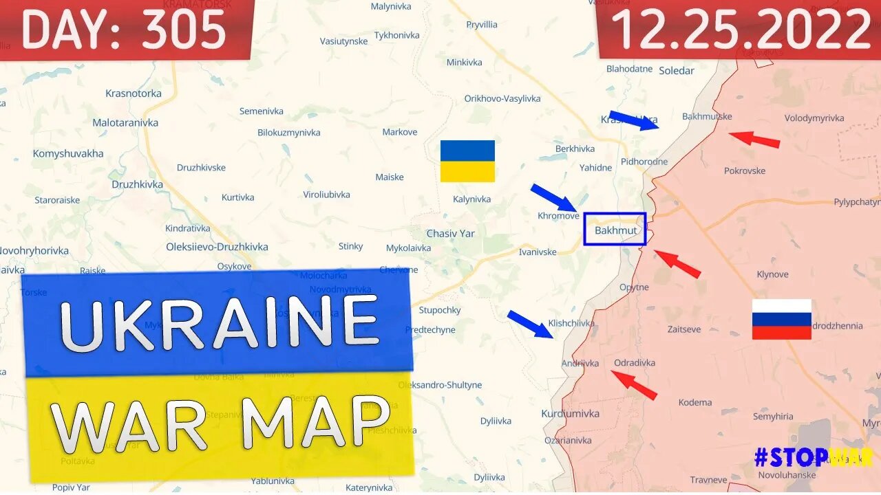 Russia and Ukraine war map 25 December 2022 - 305 day invasion | Military summary latest news today