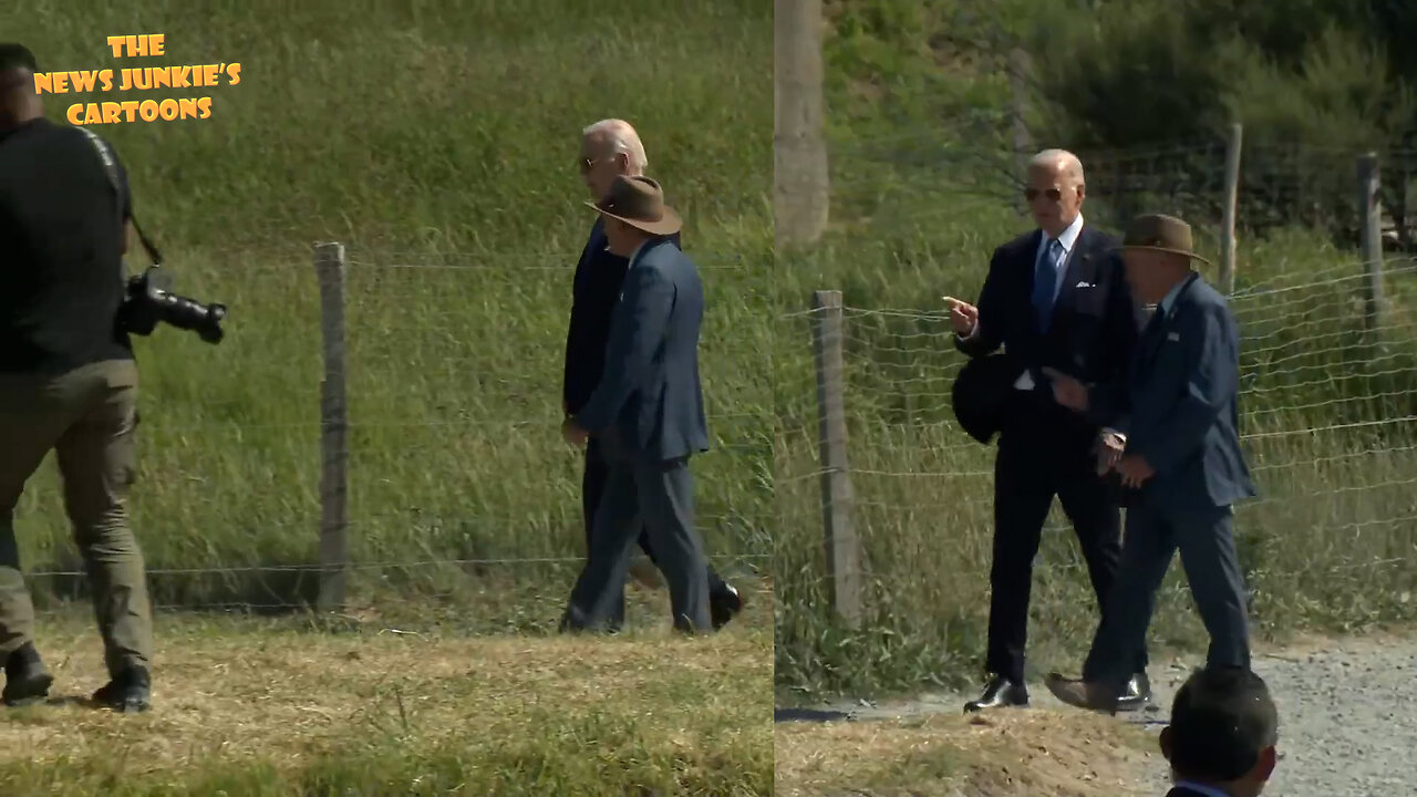 Biden Photo Op Show at Pointe du Hoc Ranger Monument, Omaha Beach, France.