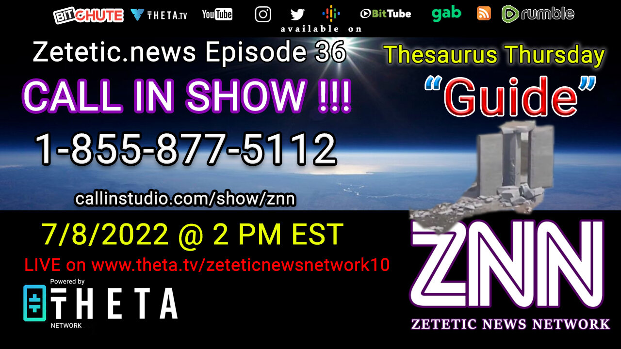 Zetetic News Cast Ep. 36 LIVE! Word of the Day: "Guide" Call in 1-855-877-5112 @ 2-5 PM EST