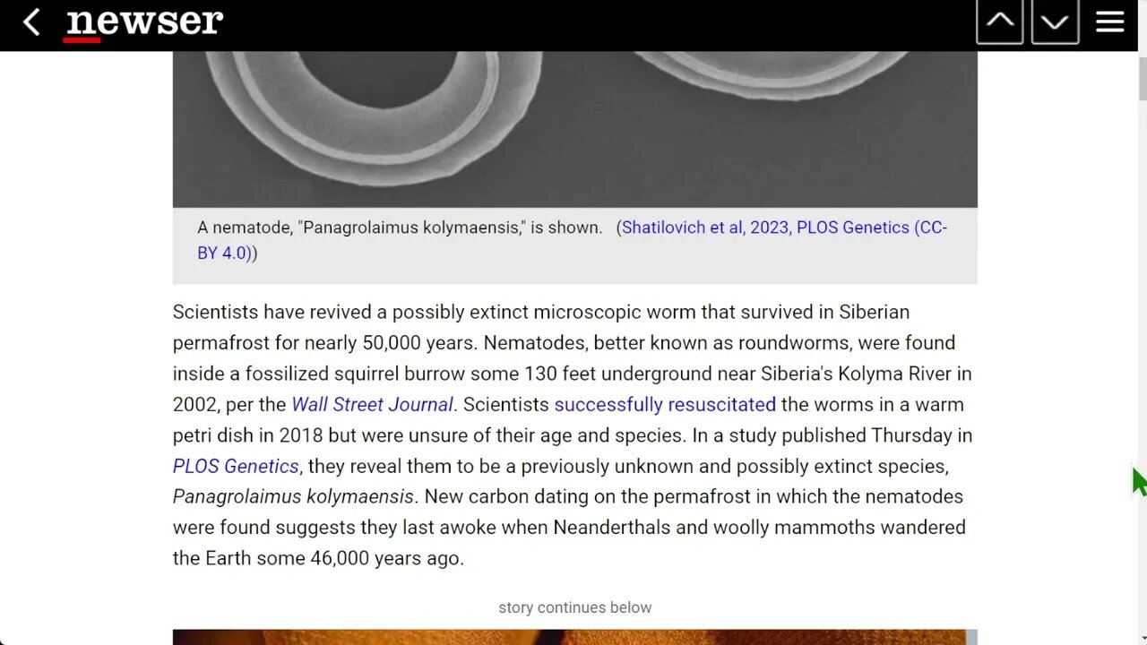 科學家復活了一種可能已經滅絕的微小蠕蟲，這種蠕蟲在西伯利亞永久凍土層中隱生了近5萬年