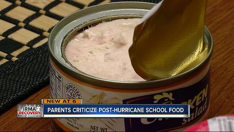 Parents, students disgusted by canned school lunches after Irma