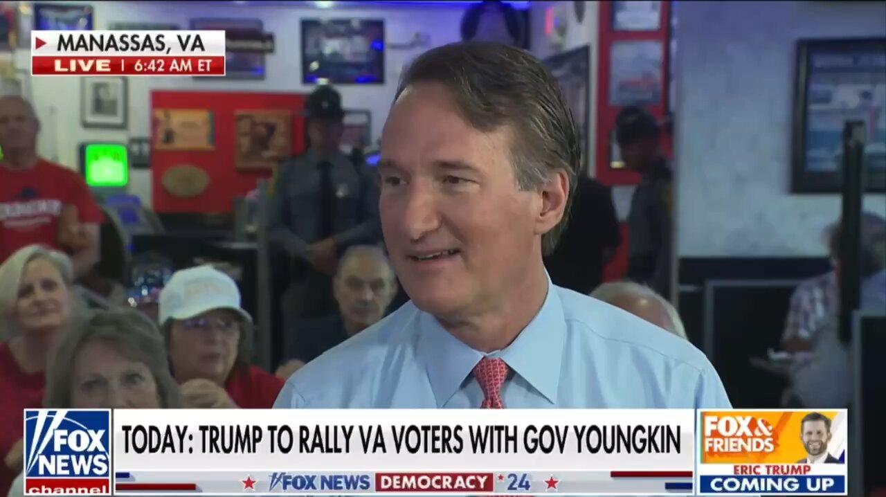 GLENN YOUNGKIN (R) VA TRUMP TO RALLY WITH GOV YOUNGKIN AS VA POLL SHOWS HIM TIED WITH BIDEN