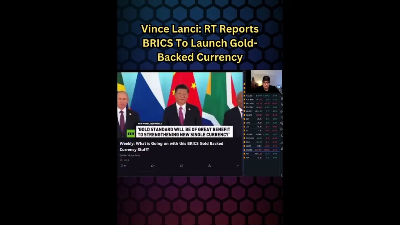 #VinceLanci : RT Reports BRICS To Launch #Gold Backed Currency