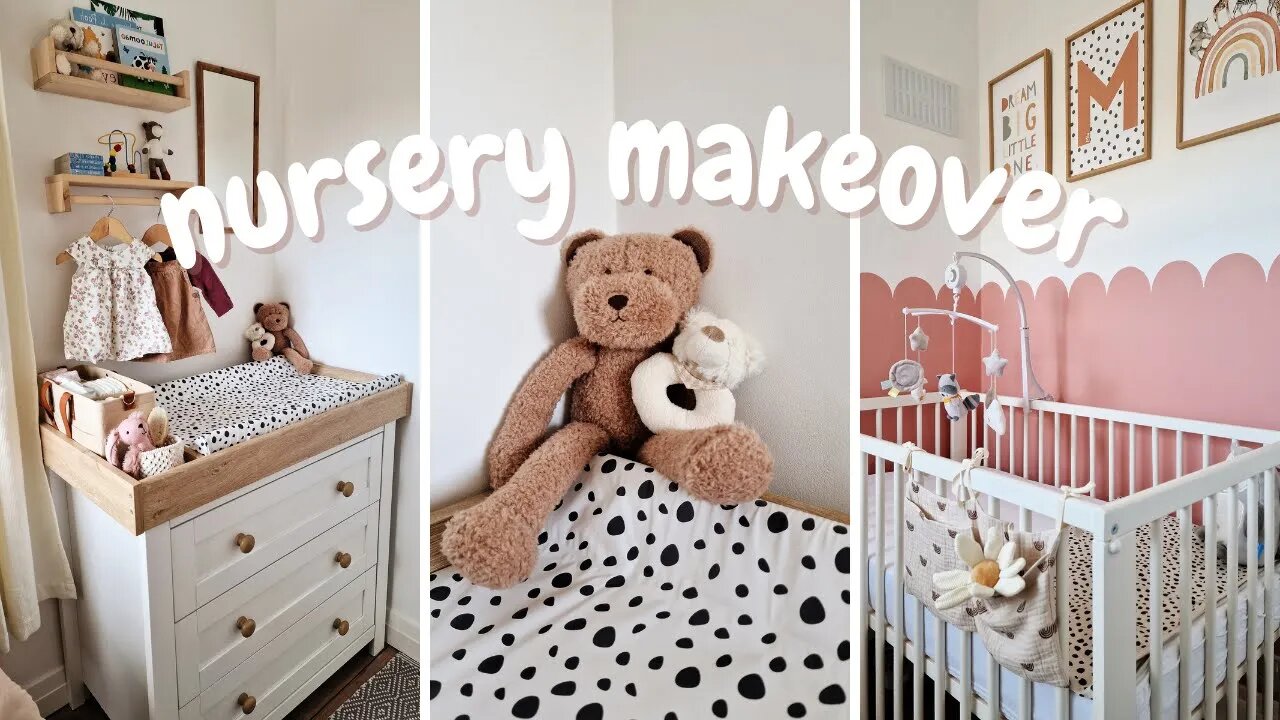 Baby Girl NURSERY MAKEOVER - Boho Style Baby Room on a budget | name reveal👶