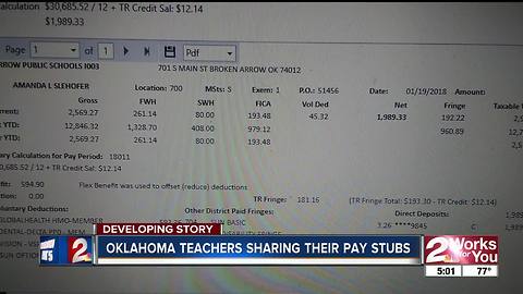 Oklahoma teachers share their pay stubs leading up to walkout