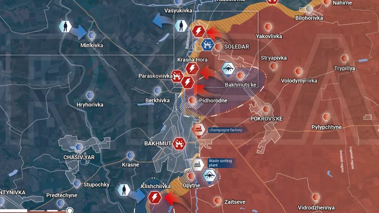 Ukraine Russian War, Rybar Map for January 14-15, 2023 Ukrainian Panics About Bakhmut