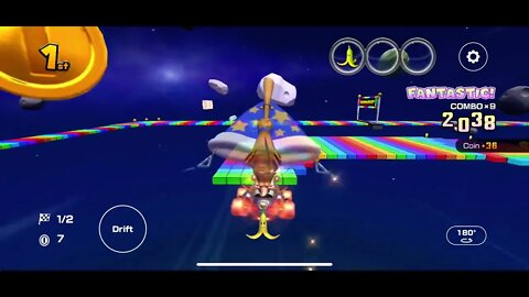 Mario Kart Tour - SNES Rainbow Road R Gameplay